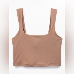 Athleta Transcend Square Neck Crop Sports Bra A-C in Clay